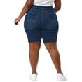 thumbnail image 3 of Unique Bargains Women's Plus Size Denim Shorts Slash Pocket Capri Jeans, 3 of 7