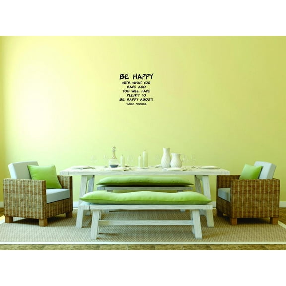 Be Happy With What You Have Vinyl Wall Decal for Home - And You Will Have Plenty Love Be Happy Cute Wall Decal Bedroom Living Room Entry - Removable High Tact - Size: 12 In x 12 In