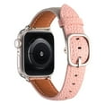 thumbnail image 2 of Slim Leather Band Compatible with Apple Watch 38/40/41/42mm(S10),for Women Men,Quadrate&Round Arc Buckle Deaign,Lychee Leather Adjustable Classic Watch Band Strap Bracelet,Graypink, 2 of 7
