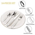 thumbnail image 6 of 24 Piece Gold Silverware Set for 6, Gilded Mirror Polished Cutlery Utensils, Home Kitchen Tableware Including Forks Knives Spoons with Holder, Dishwasher Safe Flatware Set, 6 of 9