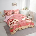 thumbnail image 3 of Feelyou Kawaii Strawberry Cake Bedding Comforter Set 7pcs, Love Heart Flower King Bedding Sets, Princess Pink Cartoon Reversible Bed Sheets, Luxury Bedroom Decor, 3 of 8