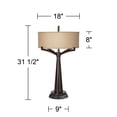 thumbnail image 7 of Franklin Iron Works Tremont Industrial Table Lamp 31 1/2" Tall Bronze Metal with Dimmable USB and Power Outlet Burlap Drum Shade for Living Room House, 7 of 7
