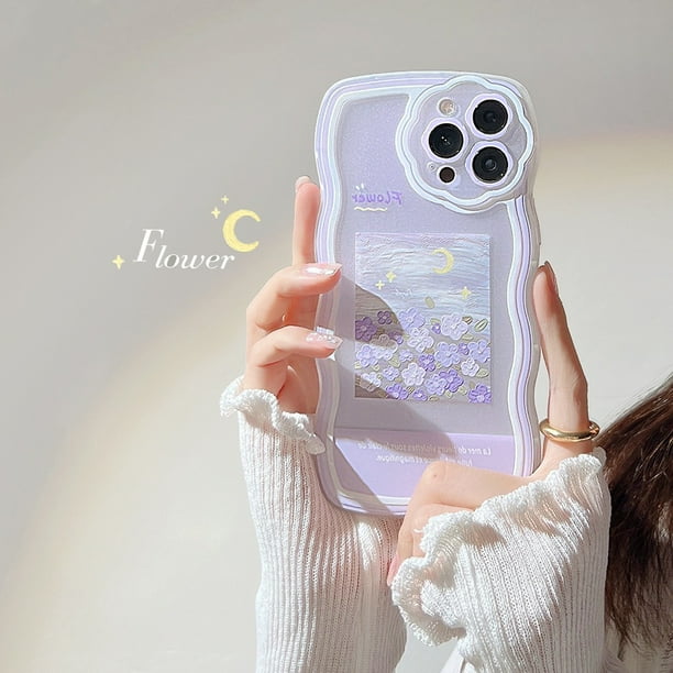 Funda Suave Floral Morada Adecuada Para iPhone 13 13pro 13prm 11 7Plus 8Plus Xr XS 13 12 Pro MaxTPU Teléfono Caso