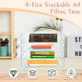 thumbnail image 4 of IBEQUEM 1 Set 4 Tier Clear Stackable Document Organizer,A4 Acrylic Desk Letter Tray,Premium File Paper Holder for Home Office Studyk Storage Rack Side Load for Office Desktop, 4 of 7