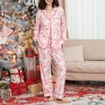 thumbnail image 4 of Women Christmas Pajamas Set Long Sleeve Button Down Shirts Tops and Pants Sets Fall Winter Xmas Holiday Pj Sleepwear Loungewear, 4 of 7