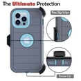 thumbnail image 2 of Étui à Clip Ceinture pour iPhone 14 Pro, Protection Complète Robuste, Étui Pivotant Antichoc avec Support - Marine, 2 of 5