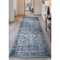 thumbnail image 2 of Bloom Rugs Washable Non-Slip 12 ft Runner - Ivory / Denim Blue Traditional Medallion Runner for Entryway, Hallway, Bathroom, and Kitchen - Exact size: 2.5' x 12', 2 of 10