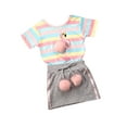 thumbnail image 3 of Toddler Kids Baby Girls Clothes Stripe T-Shirt Tops Skirt Dress Outfits 2PCS Clothes Set 1-5 Years, 3 of 4