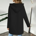 thumbnail image 4 of Women's Mid-Length Full Zip Hoodie with Zippered Pockets, Oversized Solid Color Fleece Sweatshirt for Cold Weather Protection, Lounge Comfort, Daily Wear and Outdoor Activities Black L, 4 of 8