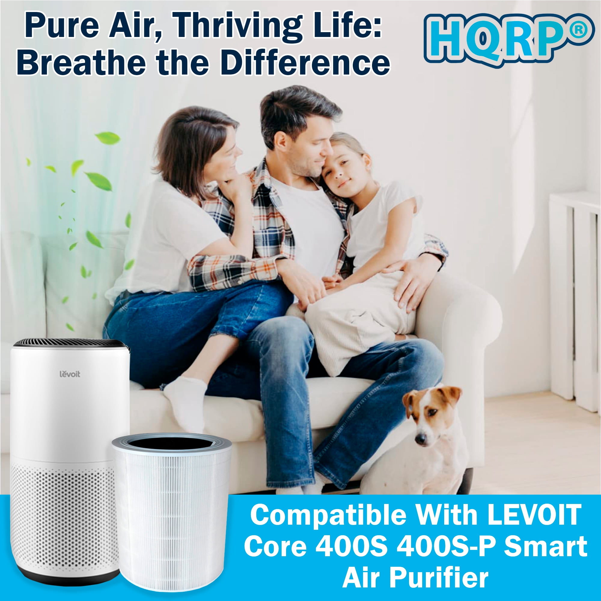 HQRP 600S Replacement HEPA Filter compatible with LEVOIT Core 600S 600S-P Smart Air Purifier, part 600S-RF 3-in-1 True HEPA Activated Carbon Pre-Filter Replacement, White