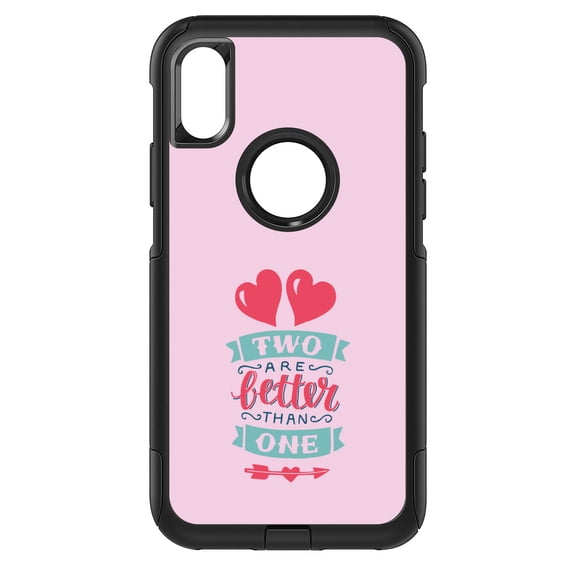 DistinctInk Custom SKIN / DECAL compatible with OtterBox Commuter for iPhone XS MAX (6.5" Screen) - Hearts - Two Are Better Than One