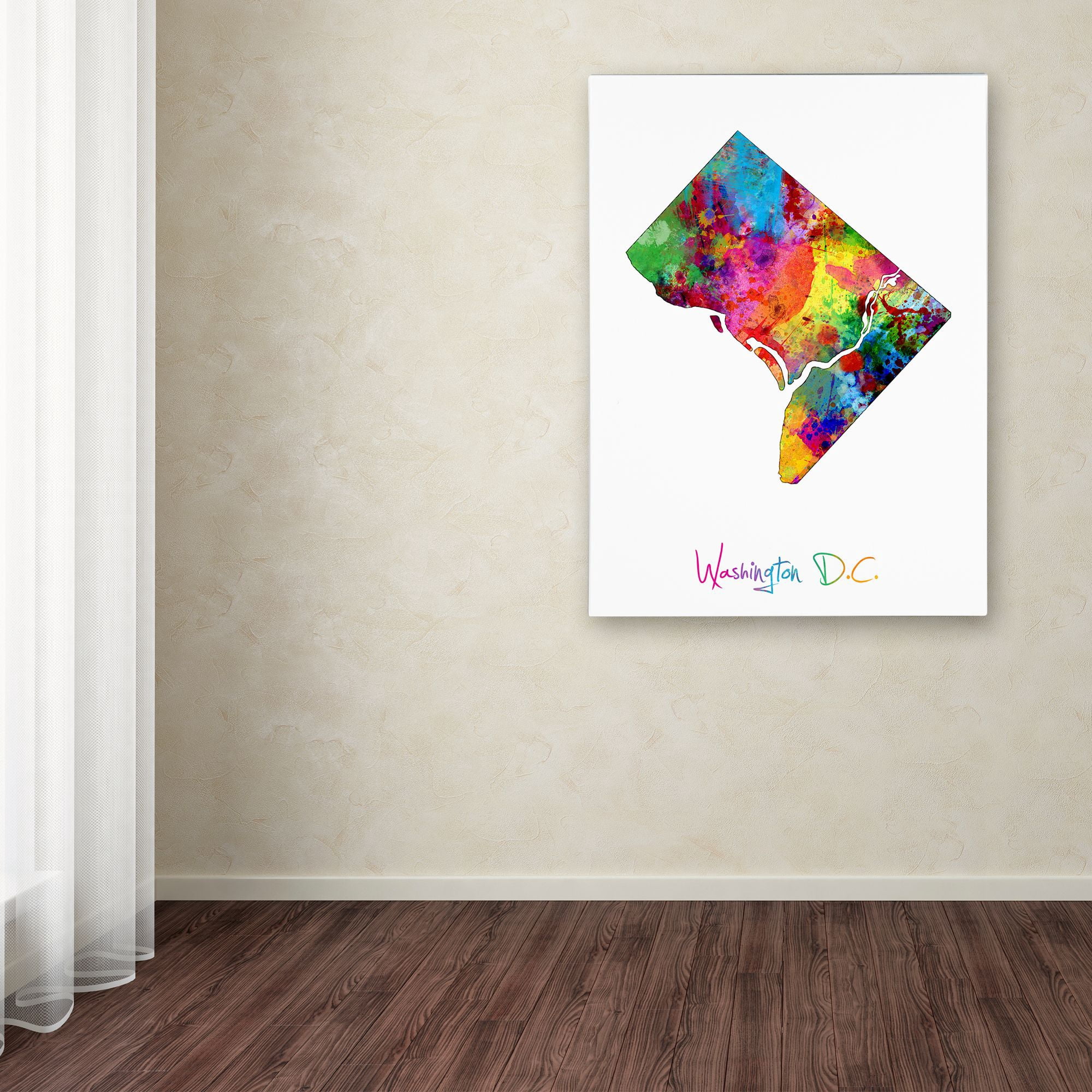 Trademark Fine Art "Washington DC, District of Columbia Map" Canvas Art by Michael Tompsett