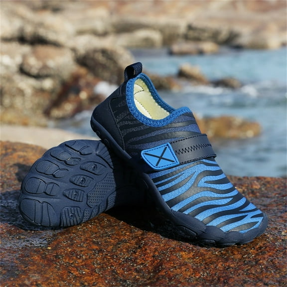 ATOGUTA Kids Water Shoes Boys Girls Barefoot Quick Dry Non-Slip Aqua Socks for Beach Swimming Pool Blue