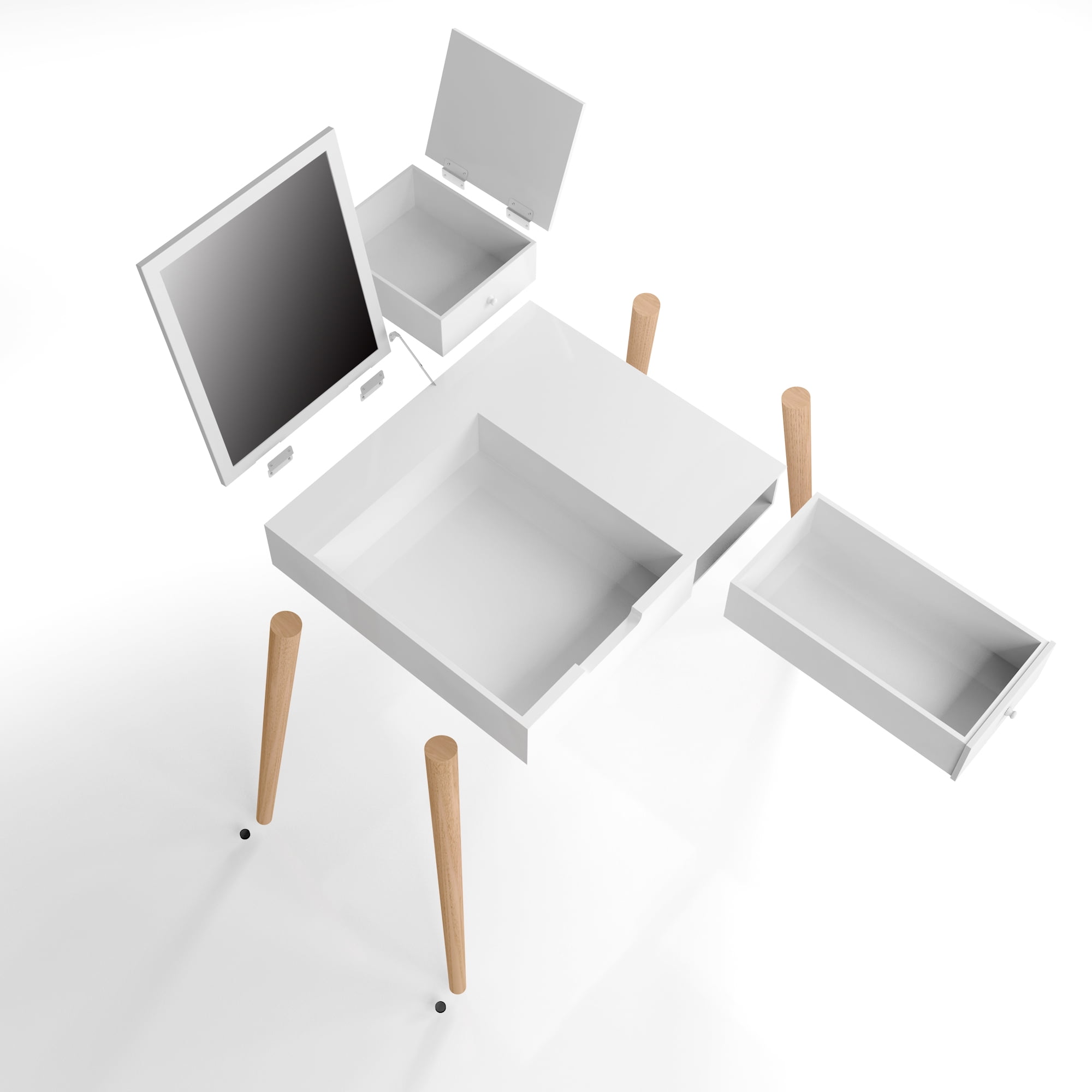 Spaco Modern Makeup Table with Flip Top Mirror and 2 Drawers, Vanity Desk for Bedroom Living Life, White Spaco Modern Makeup Table with Flip Top Mirror and 2 Drawers, Vanity Desk for Bedroom Living Life, White