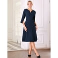 thumbnail image 2 of DARING DIVA Elegant A-Line Midi with 3/4 Sleeves Dress S Navy Blue, 2 of 6