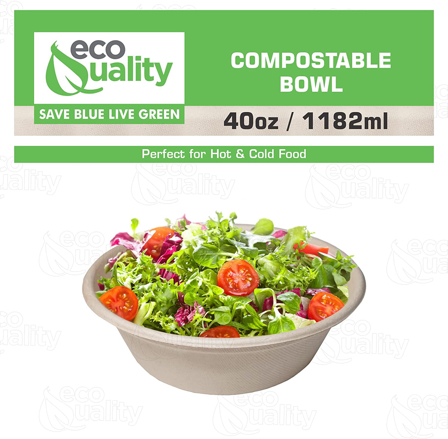 Lot de 300 bols salade 910 ml, en PLA, compostables, série 185, VEG