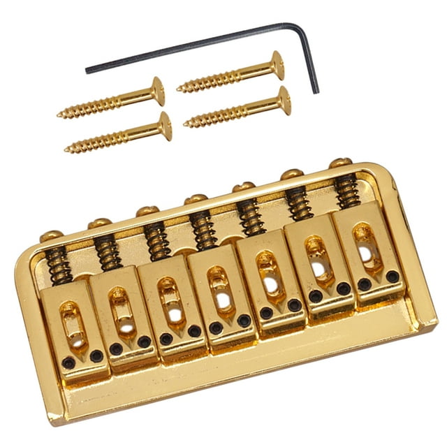 Puente fijo cuadrado con cuerdas a través del cuerpo para guitarra eléctrica de 7 cuerdas Dorado