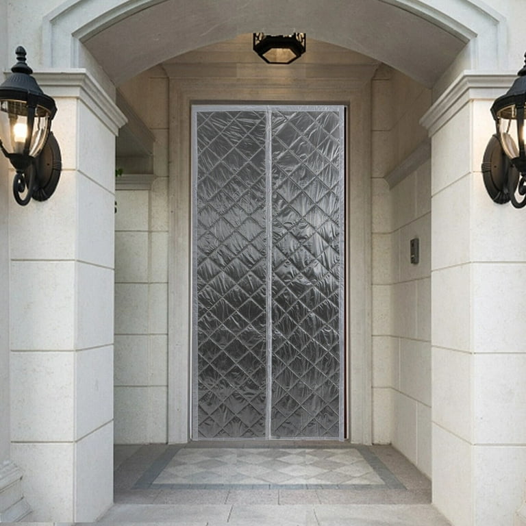 Insulated Door Curtain, Thermal Magnetic Self-Sealing Door Screen Winter  Stop Gray 