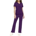 thumbnail image 2 of Scrubs Set for Women Nurse Uniform Loose Suit Stretch Top Drawstring Pants with Multi Pocket Nursing Uniform Set, 2 of 7