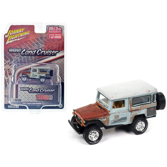 1980 Toyota Land Cruiser Gray and Red Primer (Weathered) Limited Edition 1/64 Diecast Model Car by Johnny Lightning