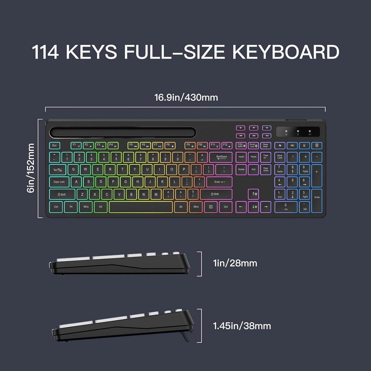 Marvo Wireless Gaming Keyboard with RGB Backlit and Phone Holder photo 5