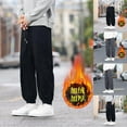 thumbnail image 1 of Styesk Men's Pants Man Solid Color Intensification Fleecing Corduroy Drawstring Pockets Binding Leg Trousers, 1 of 7