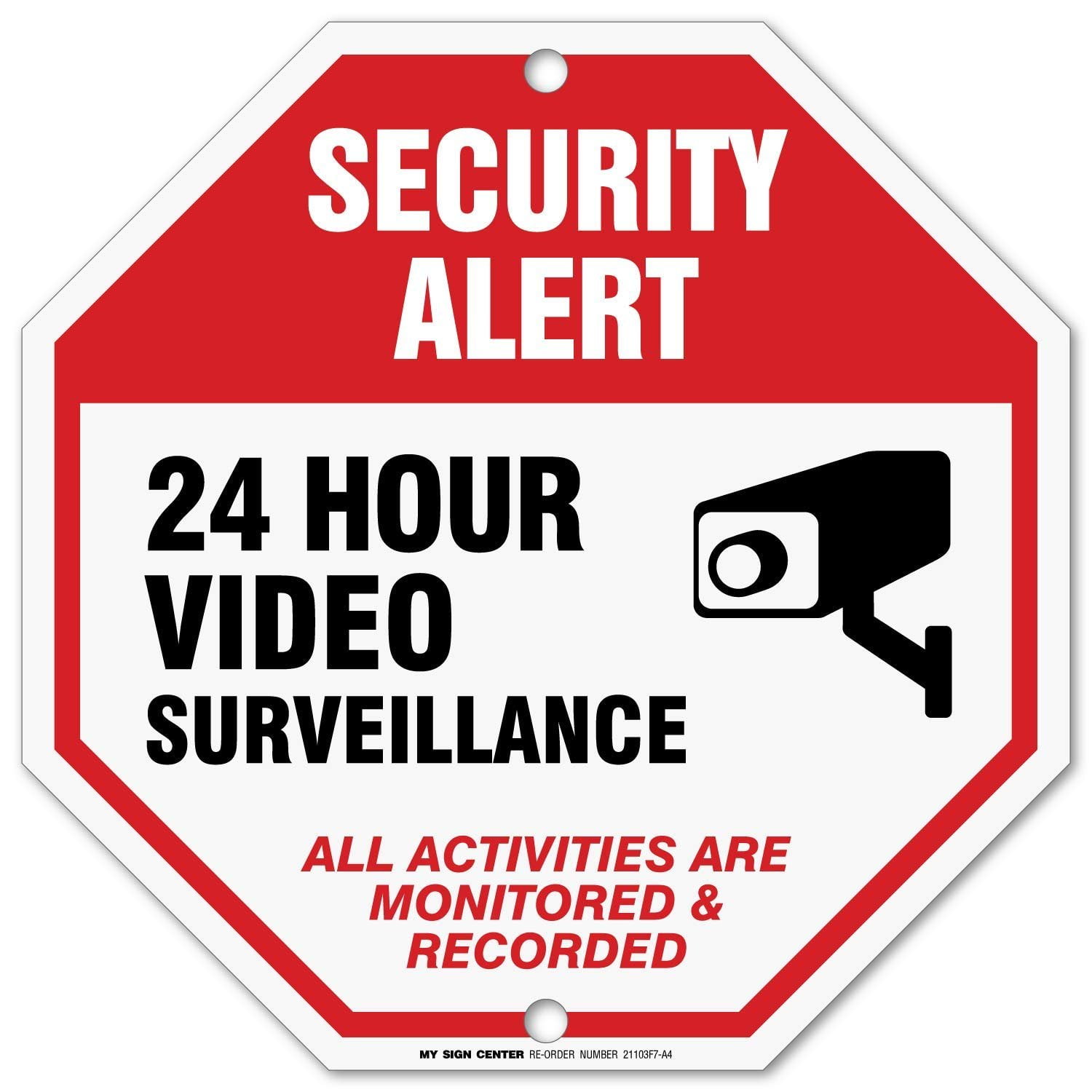12x18 Under 24 Hour Surveillence Video Camera Signs Aluminum Metal 4 Pack 
