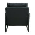 thumbnail image 3 of Accent Chair, Mid-Century Modern PU Leather Arm Chair, Upholstered Armchair with Metal Frame Extra-Thick Padded Backrest and Seat, Cushion Sofa Chairs for Living Room, Black, 3 of 8