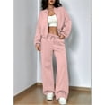 thumbnail image 4 of Women'S 2 Piece Outfits Sweatsuit Zip Up Long Sleeve Sweatshirt with Wide Leg Sweatpants Pink XXL, 4 of 8