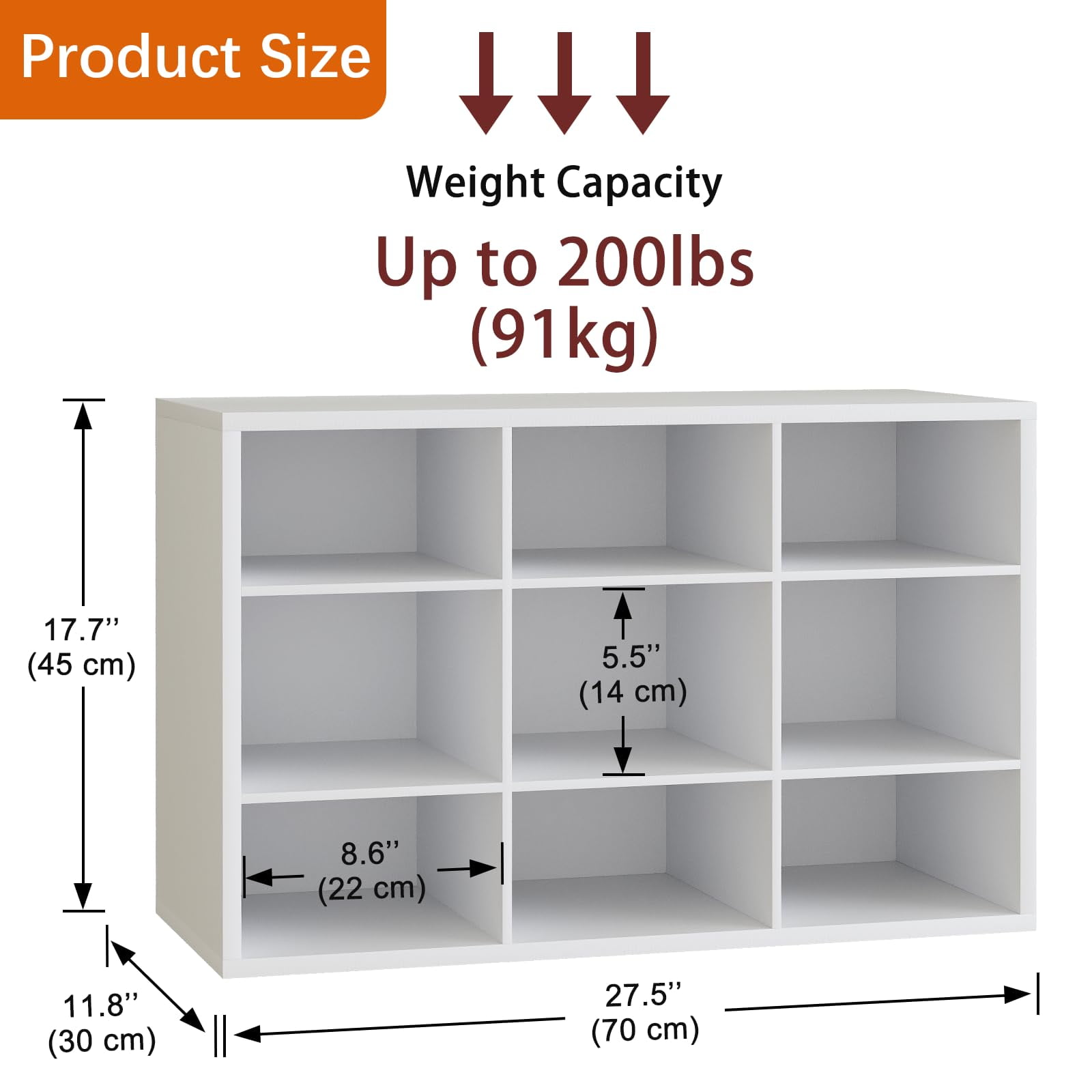 Shoe Storage Bench, Cubby Shoe Rack with 9 Cubbies, 3-Tier Wood Shoe Rack Organizer, Shoe Organizer Cabinet for Entryway, Hallway, Closet and Garage, White