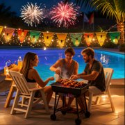 DAYBETTER 100FT Solar Outdoor String Lights, Hanging Patio Lights with 24 Shatterproof S14 Bulbs, Waterproof, for Porch, Patio, Holiday