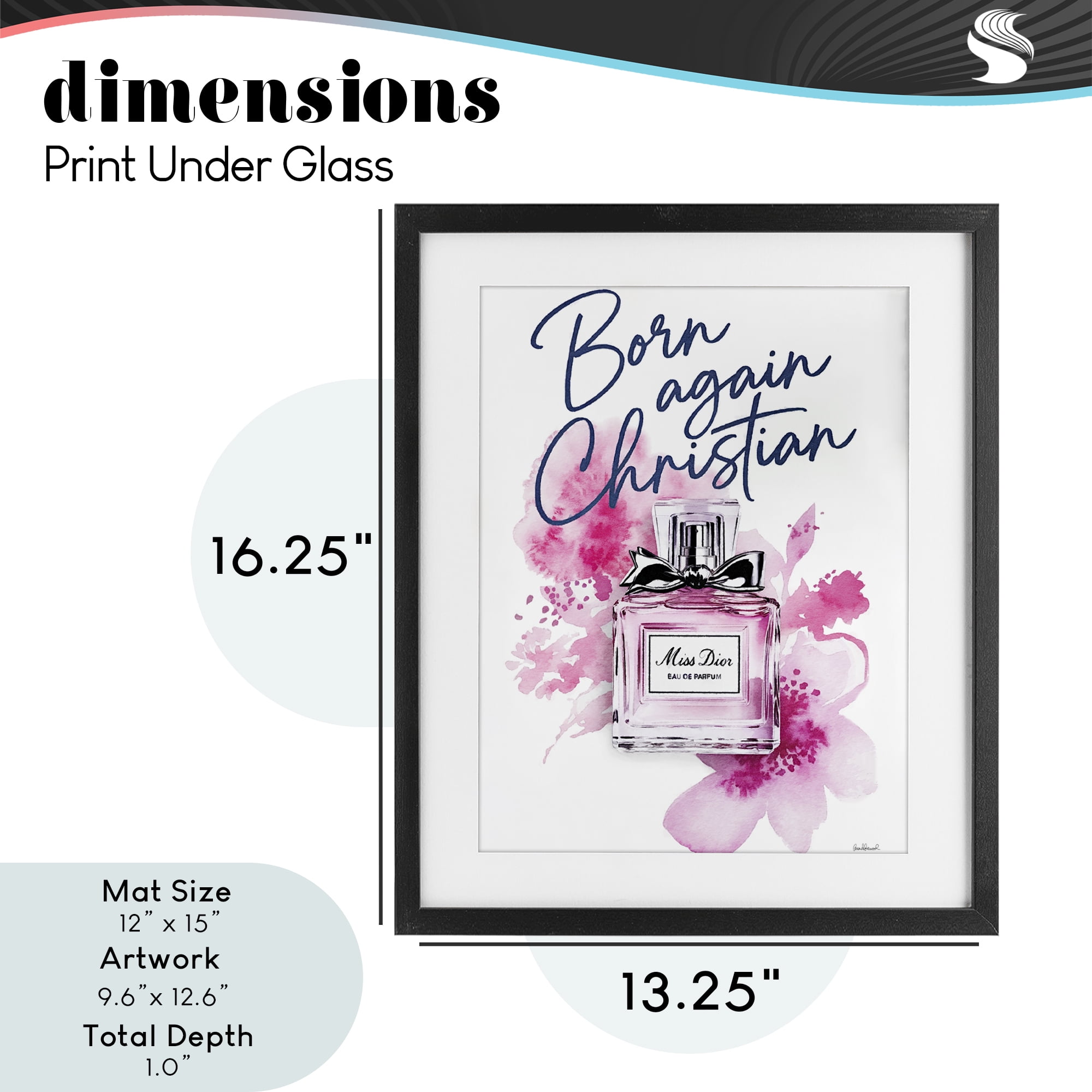 Born Again Christian with Fragrance Black Framed Print Under Glass, design by Amanda Greenwood