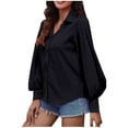 thumbnail image 2 of Babysbule Womens Button Long Sleeve Tops Blouse Shirt Solid Strapless Thin Keep Warm Tee, 2 of 5