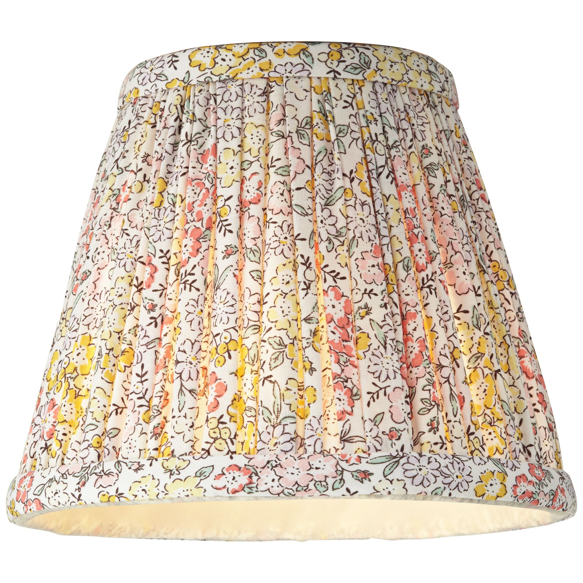 Springcrest Nelle 3 1/2" Top x 6" Bottom x 5" High x 5" Slant Print Lamp Shade Replacement Set of 8 Yellow Peach Pleated Clip On Candelabra