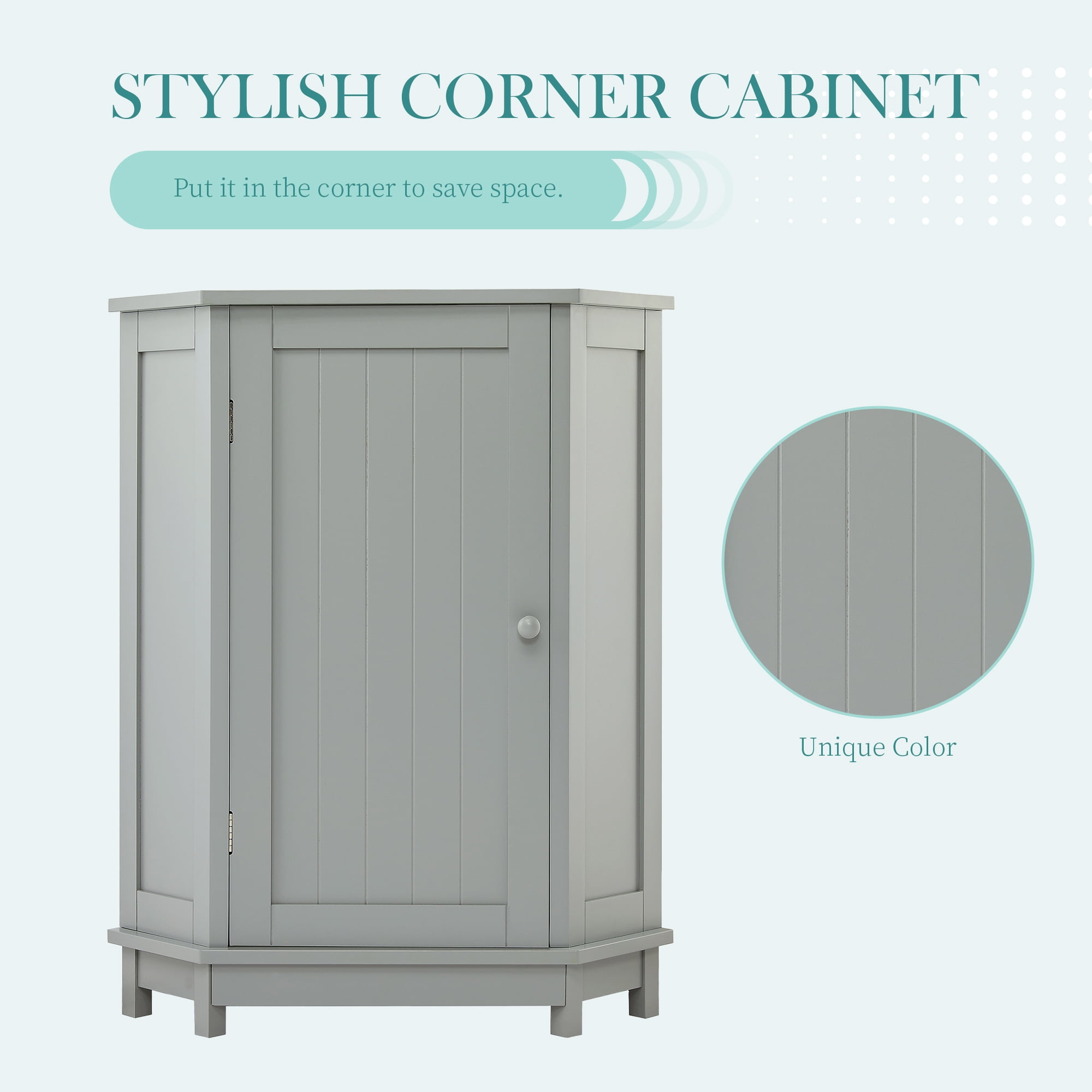 Euroco Bathroom Storage Cabinet with Adjustable Shelves, MDF Freestanding Cabinet with Doors for Bathroom, Living Room, or Laundry Room