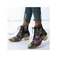 thumbnail image 6 of Frontwalk Womens Booties Pointed Toe Western Cowgirl Boot Embroidered Floral Ankle Boots Party Anti-Slip Winter Shoes Ladies Lace Up Black 7.5, 6 of 9