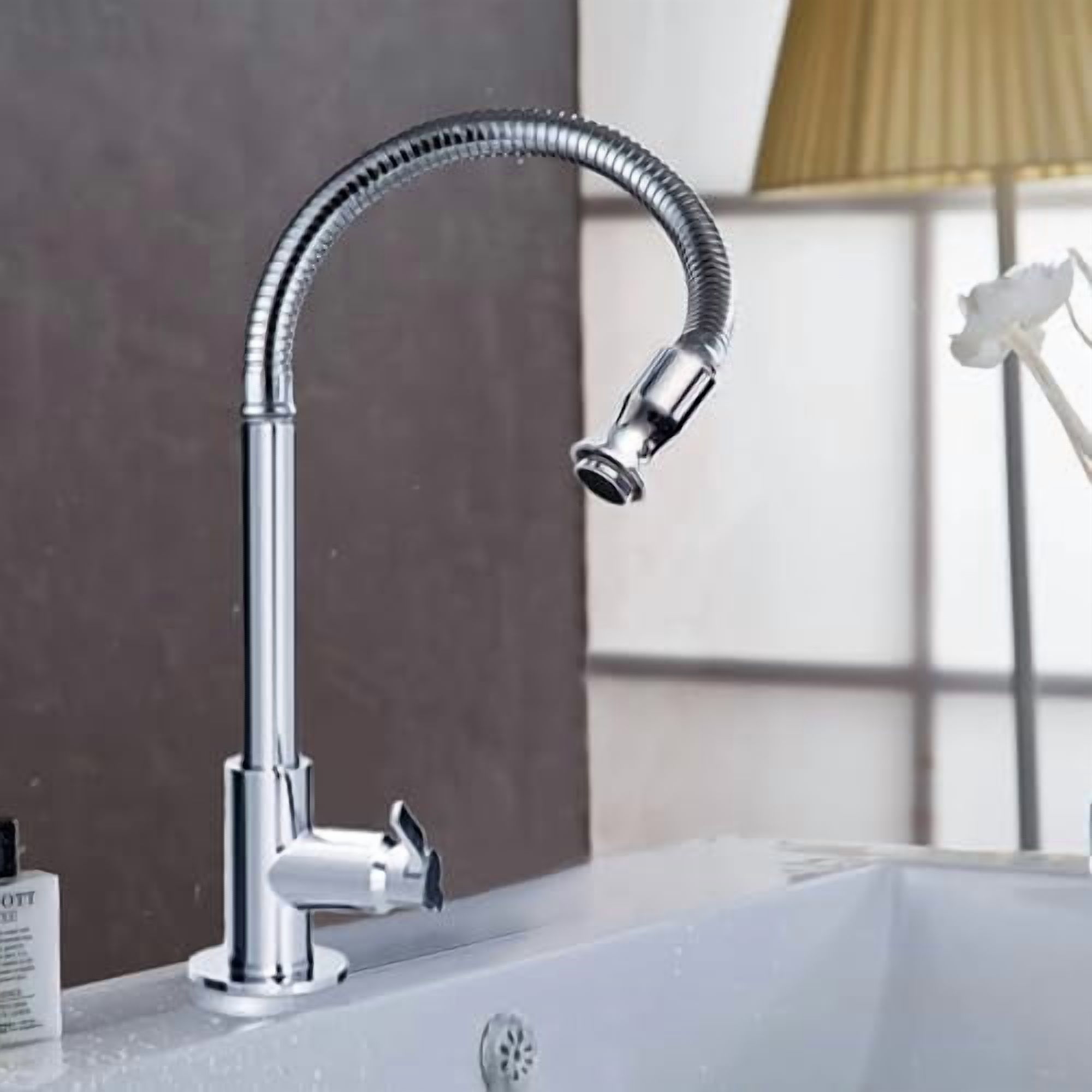 Single Lever Flexible Pull Out Kitchen Water Tap Sink Faucet Single-Tube Cold Water Basin Taps Vanity Vessel Faucets Deck Mount Chrome Finish$$Tools & Hardware Other