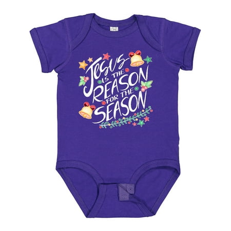 

Inktastic Jesus is the Reason for the Season Christmas Bells and Stars Gift Baby Boy or Baby Girl Bodysuit