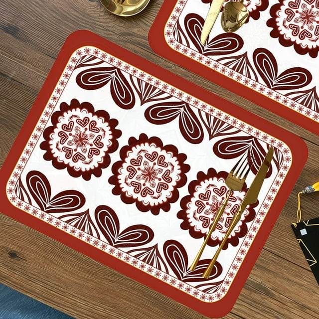 Set de Table Rétro en Cuir avec Coussin d'Isolation Imprimé, Imperméable, Antidérapant, Style Western
