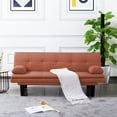 thumbnail image 1 of Topcobe 63.4" Modern Convertible Loveseat Futon Sofa Bed, Orange, 1 of 11