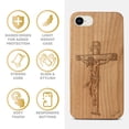 thumbnail image 4 of Case Yard Wooden Case Outside Soft TPU Silicone, Slim Fit Shockproof Wood Protective Phone Cover for Girls Boys Men and Women, Supports Wireless Charging Jesus Cross Design case for iPhone-SE, 4 of 7