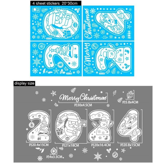 Pegatinas navideñas para ventana, calcomanías de Papá Noel para decoración de Año Nuevo, regalo de Navidad, 2024