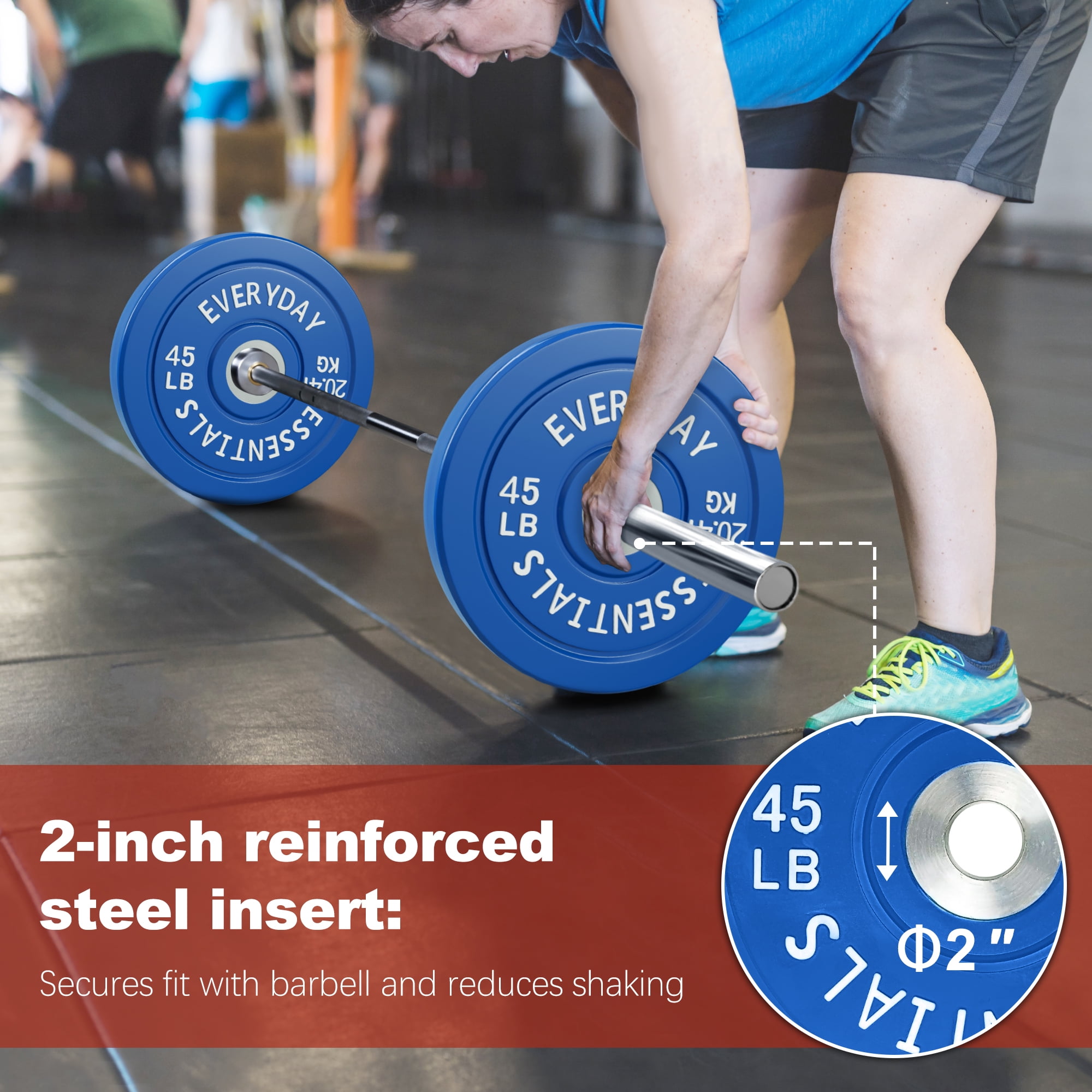 FlexWave 2-Inch Olympic Bumper Weight Plate，with Steel Hub, Multicolored, Multiple Sizes，Single & Pair, for Strength Training & Home Gym