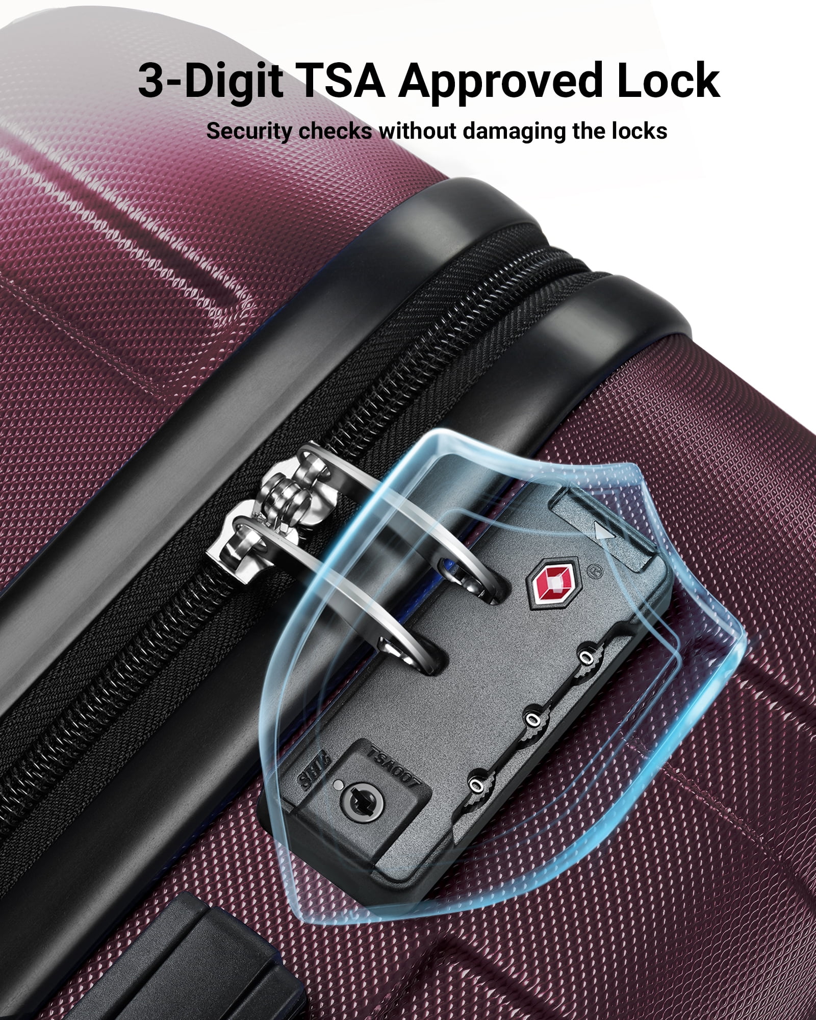 3 Piece Luggage Sets Hard Shell Suitcase Set with Spinner Wheels for Travel Trips Business 20" 24" 2(图4)