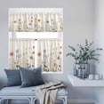 thumbnail image 6 of 3 Piece Kitchen Curtains and Valances Set Summer Floral Botanical Cafe Curtains 24 Inch Length Spring Botanical Vintage Valance & Tier Curtain for Living Room Bedroom Small Window 54"x18"+27"x24"*2, 6 of 6
