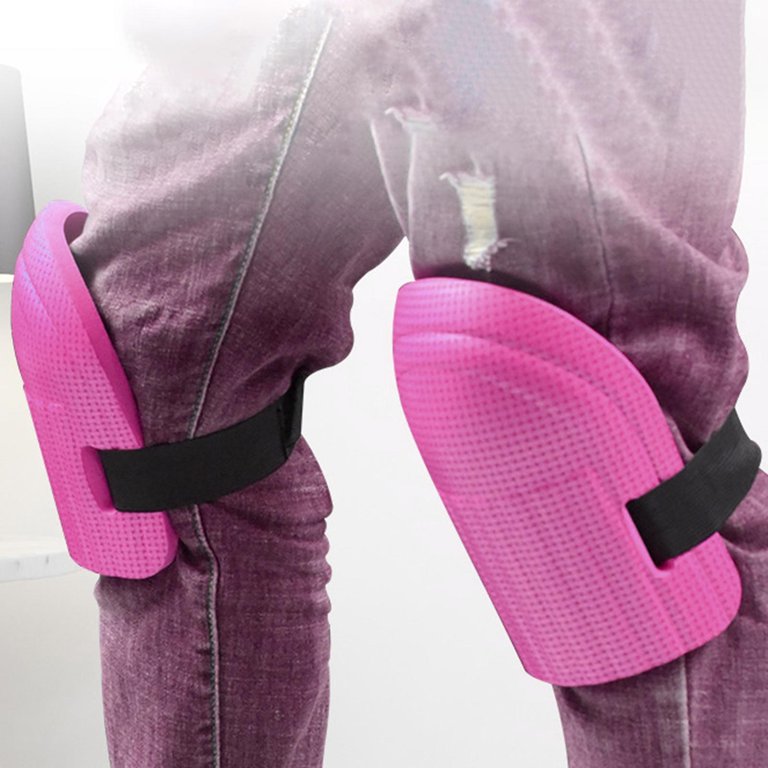 Comfort Knee Pads For Work – Thick EVA Foam, Adjustable Straps, Perfect For Gardening, Flooring, Cleaning (Baby Pink, XL)