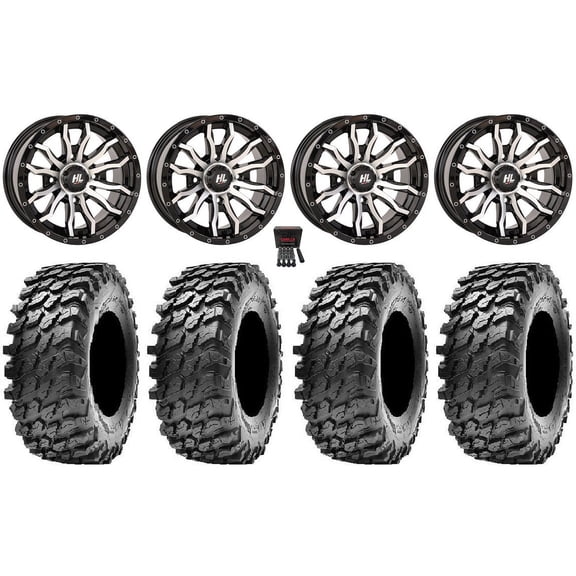 High Lifter HL21 14" Wheels Machined 28" Rampage Tires Can-Am Commander Maverick Renegade Outlander Defender