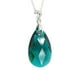 thumbnail image 2 of Juego de aretes y cadena con dije en forma de hoja ZVEZDA de plata mexicana ley .925 con esmeralda, 2 of 4