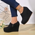 thumbnail image 4 of OKBOP Women's Wedge Boots Side Zip Round Toe Stability Foam Cushioning Black Stylish Women's Boots Sizes 41, 4 of 4