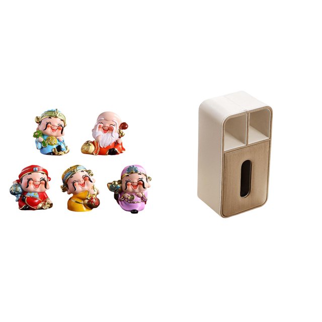 Caja de pañuelos con forma de figura de escritorio, caja de almacenamiento de toallas de papel, dios de , dibujos animados, resina, cuero si